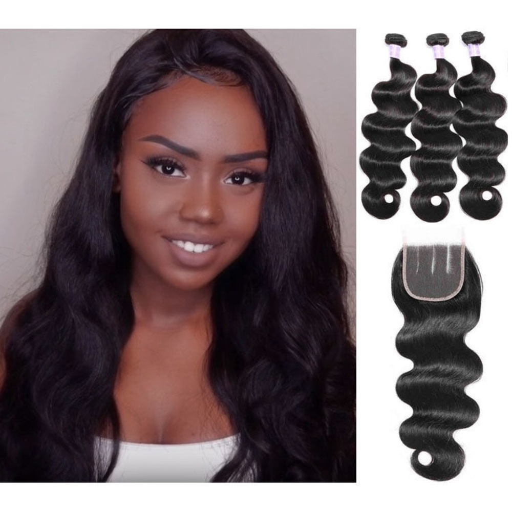 3pcs Malaysian Body Wave Hair + 4x4 Lace Closure